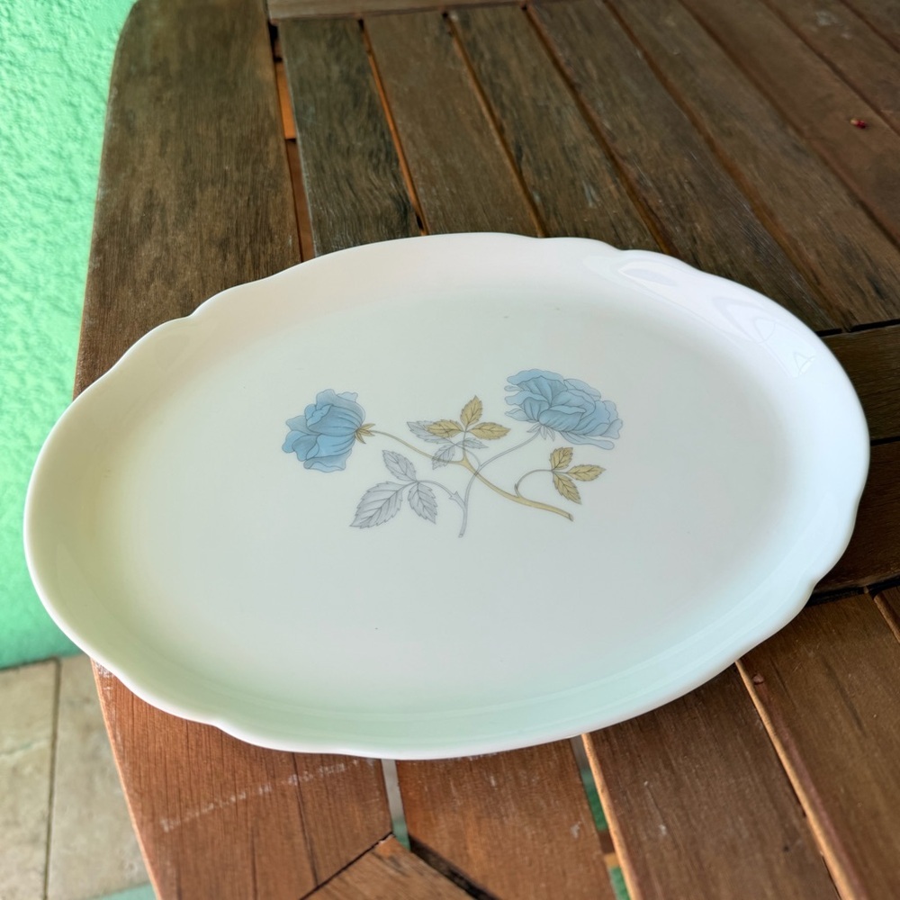 Vintage Wedgwood Ice Rose Oval Platter Blue Floral 9 1/2 X 6 3/4 1959-1987